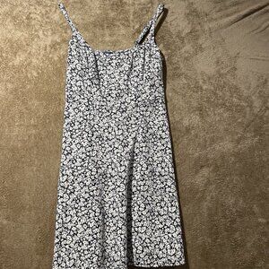 Old Navy Dress Womens Sz Small Linen Blend Floral Pockets Prairie Cottage Midi